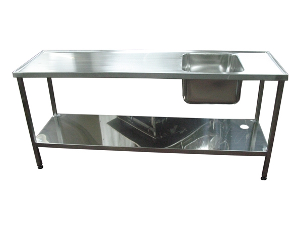 שולחן נירוסטה 70/184 גובה 90 + כיור 60/45/35 ס"מ+ מדף תחתון 3