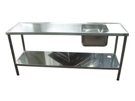 שולחן נירוסטה 80/287 ג-90 ס"מ + כיור 60/45/30 ס"מ