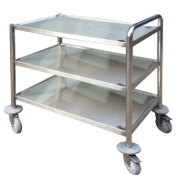 עגלה נירוסטה 3 קומות HD מחוזקת צינור עגול 32 מ"מ מדף 52/80 גובה 90 ס"מ-מידות חוץ 55/83 ג' 100 ס"מ