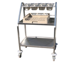 עגלה נירוסטה סכום ומגשים ל-4 תבנית 1/4 +מדף אמצעי-BMC