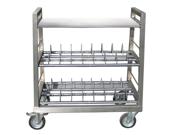 עגלה נירוסטה לייבוש צלחות 2 קומות עם מדף עליון 3