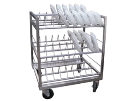 עגלה נירוסטה לייבוש צלחות מלבניות בעמידה 3 קומות