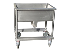 עגלה נירוסטה עם אמבטייה בעלת פינות מעוגלות - 130 ליטר וברז ריקון  st-304-2.00 mm