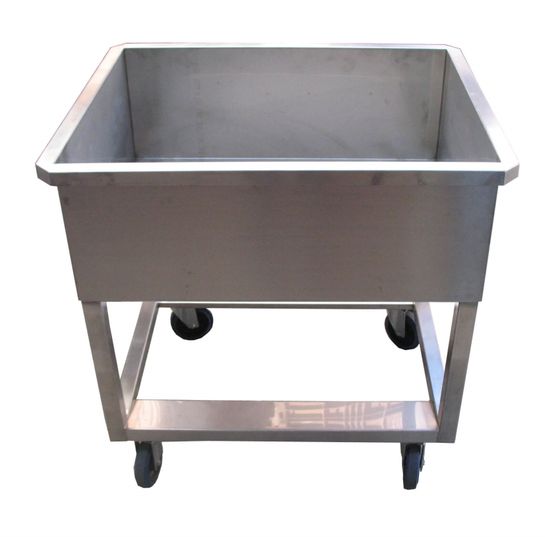 עגלה נירוסטה עם אמבטיה 130 ליטר פינות ישרות  וברז ריקון 2"  ניר' 304 3