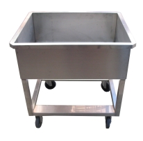 עגלה נירוסטה עם אמבטיה 130 ליטר פינות ישרות  וברז ריקון 2"  ניר' 304