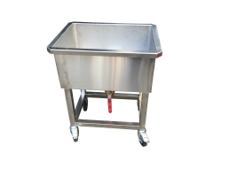 עגלה נירוסטה עם אמבטיה 140 - 130 ליטר פינות ישרות  וברז ריקון 2"  ניר' 304