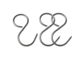 וו נירוסטה בצורת S למתלה ששת 8 ס"מ