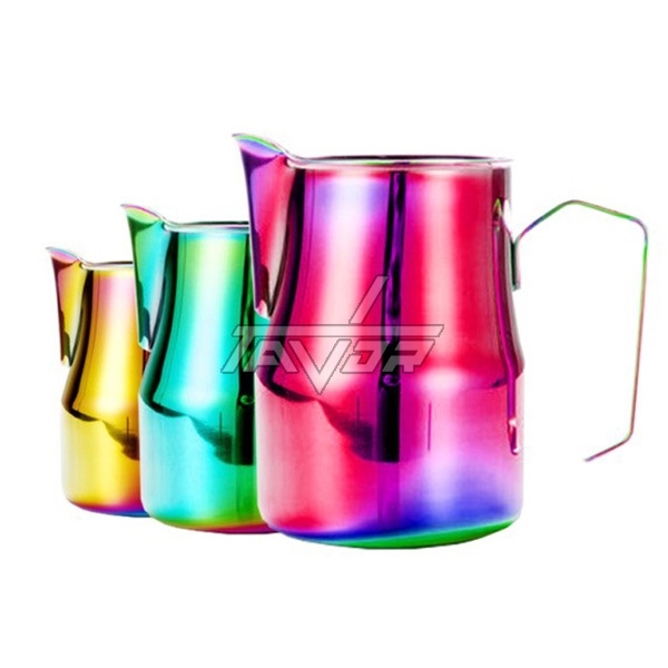 קנקן/כד הקצפה לחלב נירוסטה 750 מ"ל טיטניום צבעוני תואם MOTTA 3