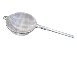 מסננת רשת כפולה נירוסטה מחוזקת 30 ס"מ ידית נירוסטה