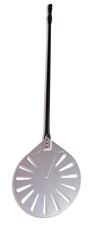 כף פיצה מסובבת עגולה חריצים 23 ס"מ אלומיניום אנודייז ידית אלומ' אורך כללי 142 ס"מ BMETAL 3