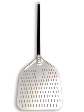 כף פיצה מלבן חריצים 30/35 אלומיניום אנודייז ידית אלומ' שחורה אורך כללי 150 ס"מ BMETAL 5