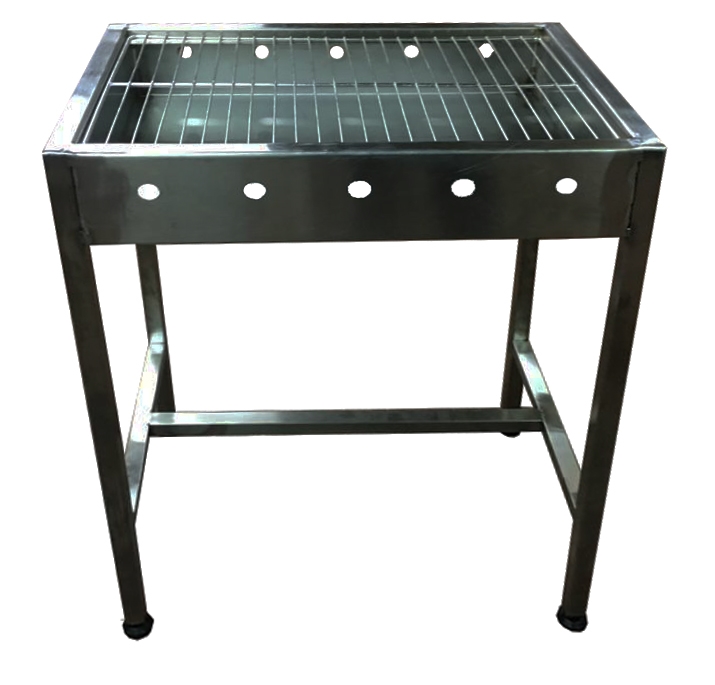 מנגל נירוסטה מחוזק מרותך 53/32.5 GN (רשת 53/32.5) עומק 12 ס"מ גובה כללי 80 ס"מ BMLazer 3