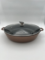 מחבת/סוטאז' חום טפלון 40 ס"מ 9.5 ליטר +מכסה זכוכית אינדוקציה M COOK