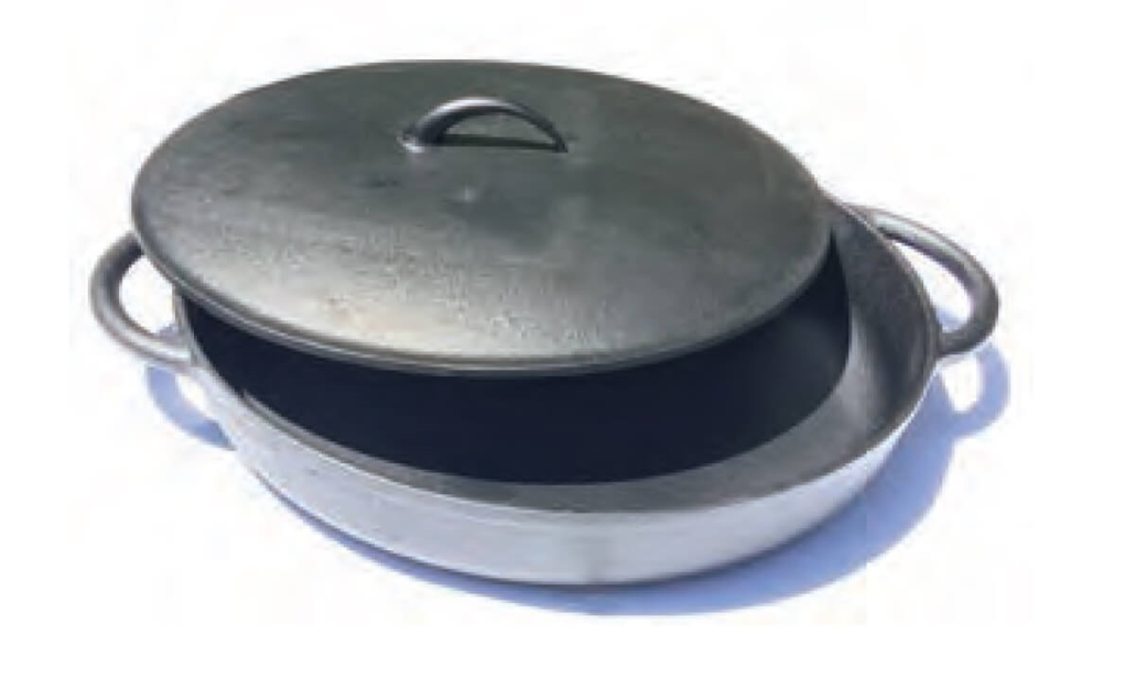 מחבת פאייה יציקה / יציקת ברזל 40 ס"מ שתי ידיות עם מכסה 3