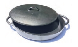 מחבת פאייה יציקה / יציקת ברזל 40 ס"מ שתי ידיות עם מכסה