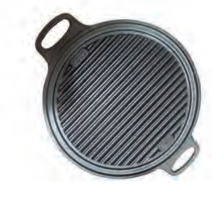 פלטה /פלנצ'ה לגריל יציקה דו צדדי מחורץ / חלק  שחור 48/27 ס"מ