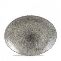 צלחת אובל קעורה 27/23 ס"מ שחור CHURCHILL RAKU BLACK