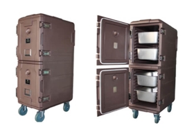 טרמופורט כפול+גלגלים ומד טמפרטורה  חום אבזמי נירוסטה ל 10 תבניות 1/1/65 SCC ( לשלוח מורכב )