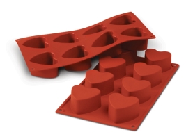 תבנית סיליקון לבבות 8 שקעים SILIKOMART