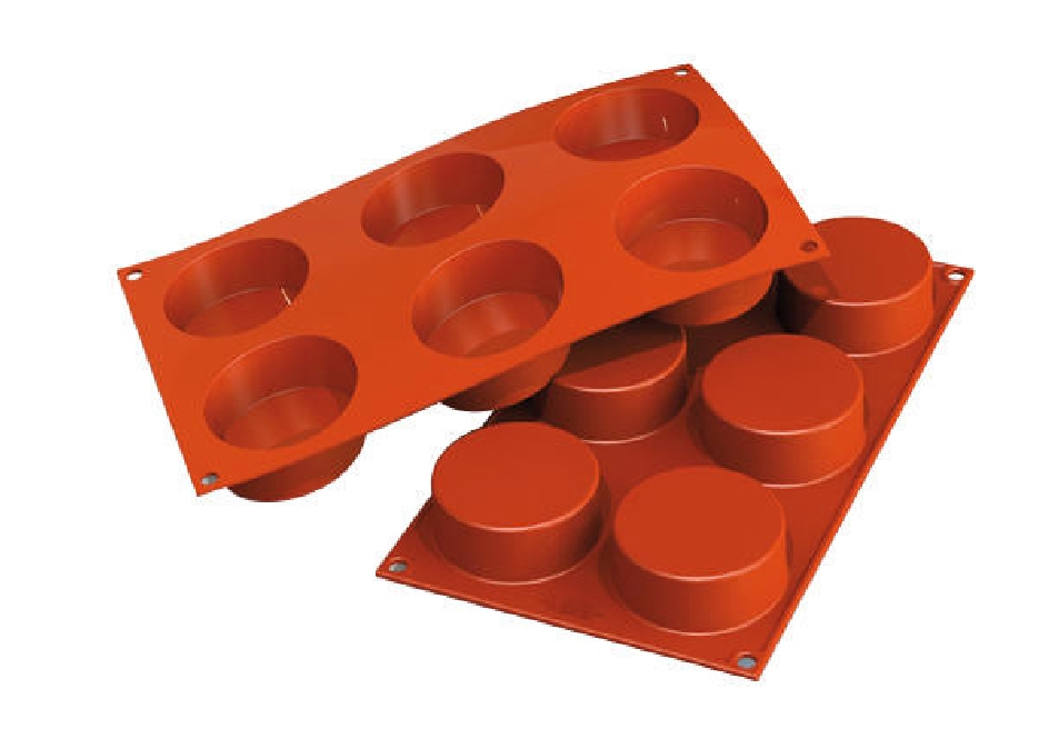 תבנית סיליקון צילינדר 6 שקעים קוטר 7 גובה 2.7 ס"מ 3