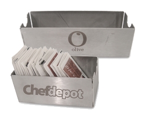 מחזיק שקיות סוכר נירוסטה גדול+לוגו 2 צדדים 3