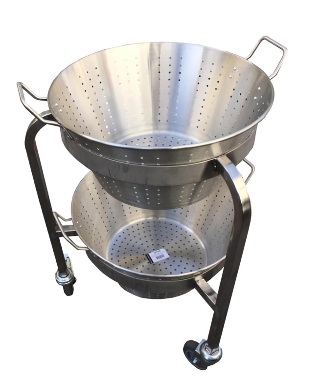 עגלה נירוסטה מחוזקת ל-2 מסננות ( מסננת 54 ) 50 ס"מ קוטר עליון פנימי 465 מ"מ ג-750 מ"מ 3