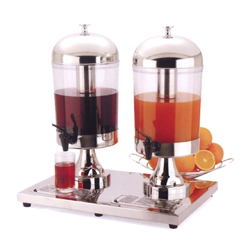 דיספנסר שתייה כפול כיפה עגולה שקוף/נירוסטה 2X8 ליטר 3