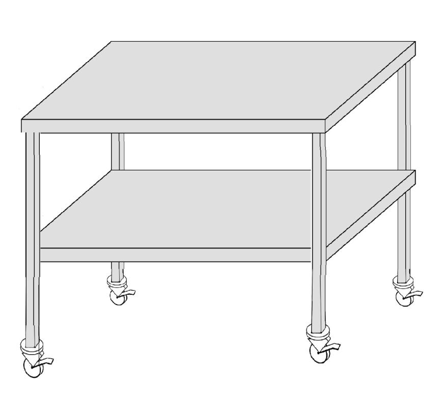 שולחן נירוסטה לשיש 190/90 ג' 78 ס"מ מחוזק+קושרות באמצע למטה עם גלגלים משוגעים ו4 סטופרים 3